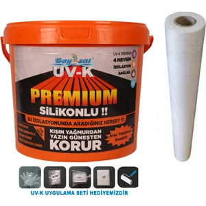 Avantajlı Paket Uv-K Premium Silikonlu 15 kg Su Yalıtım Boyası ve Izolasyona Yardımcı Keçe