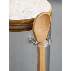 2'li Bambu Kapaklı Kaşıklı Cam Baharat Seti 450 Ml- 550 ml