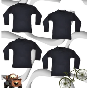 Body 4 Lü Paket Unisex Pamuklu Ligrali Yarım Balıkçı Yaka Lacivert Badi