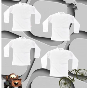 Body 4 Lü Paket Unisex Pamuklu Ligralı Yarım Balıkçı Yaka Beyaz Çocuk Body