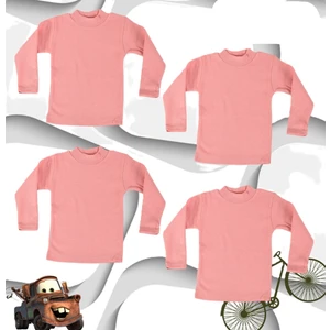 Body 4 Lü Paket Unisex Pamuklu Ligralı Yarım Balıkçı Yaka Pembe Çocuk Body