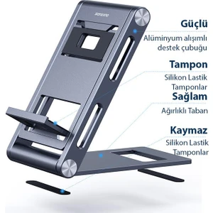Alüminyum Yükseklik Ayarlı Katlanabilir Masaüstü Telefon Tutucu Telefon Standı Kaymaz Taban