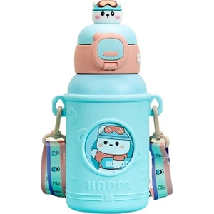 Paslanmaz Çelik Çocuk Termos Bardak Bebek Su Isıtıcısı Öğrenci Pipetli Bardak (Yurt Dışından)