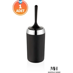 Mapple Home Siyah Yumuşak Silikon Tuvalet Fırçası Krom Kaplama Akıllı Kapak Soft Toilet Brush