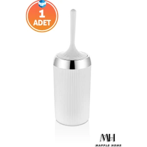 Mapple Home Beyaz Yumuşak Silikon Tuvalet Fırçası Krom Kaplama Akıllı Kapak Soft Toilet Brush
