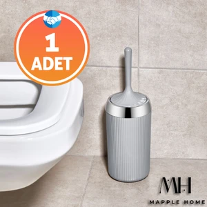 Mapple Home Gri Yumuşak Silikon Tuvalet Fırçası Krom Kaplama Akıllı Kapak Soft Toilet Brush