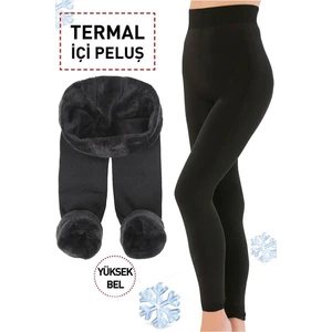 Sauna Suit Yumuşak Içi Peluş Kışlık Terletmeyen Yünlü ve Esnek Siyah Termal Tayt
