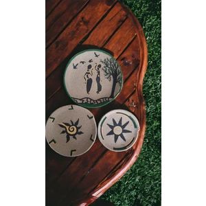 Home Decors By Özlem 3 Lü Hasır Dekoratif Bohem Tabak Afrika Duvar Tabağı El Boyama Moda Salon Duvar Dekor