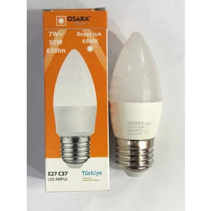 5 Adet Osaka 7W=50W 630 Lümen E27 LED Buji  6500 Kelvin Beyaz