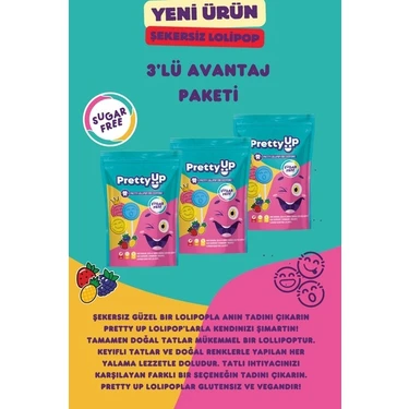 Pretty Up Şekersiz Lolipop Avantajlı 3' Lü