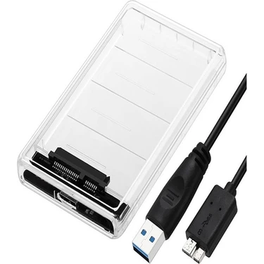 2.5" USB 3.0 Harici SSD Harddisk Şeffaf Taşınabilir HDD Kutusu