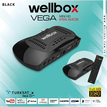 Wellbox Vega Uydu Alıcısı 1080P  Wi-Fi