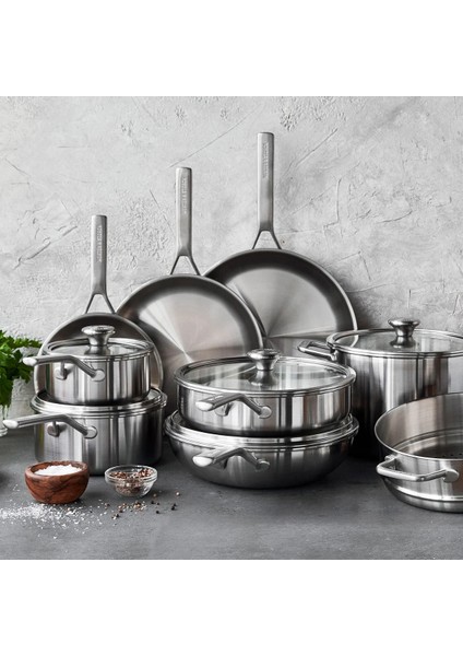 14 Parça Paslanmaz Çelik Tencere Seti