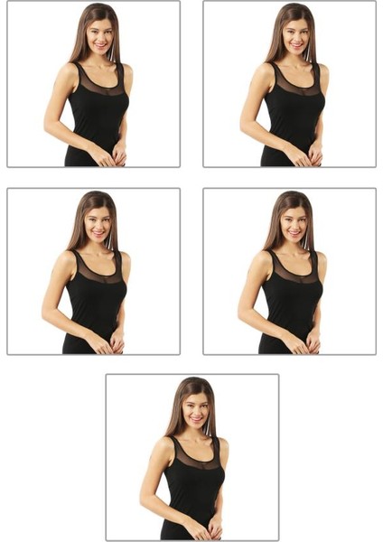 20575 5'li Paket İp Askılı Kadın Atlet