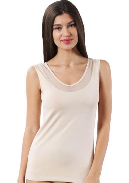 22848 3'lü Paket Kadın Modal Pamuklu Kalın Askılı V Yaka Tül Detaylı Atlet fiyatları