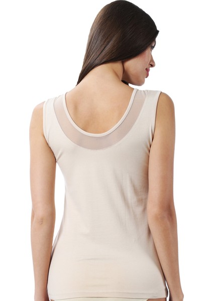 22848 3'lü Paket Kadın Modal Pamuklu Kalın Askılı V Yaka Tül Detaylı Atlet modelleri