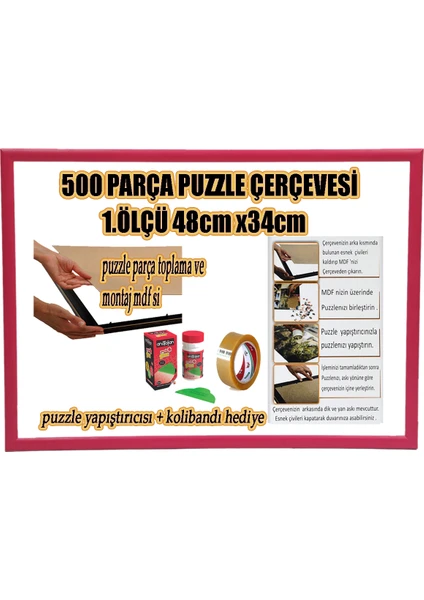 Puzzle Çerçevesi 48 x 34 cm Renk Fuşya Çerçeve Genişliği 23 mm