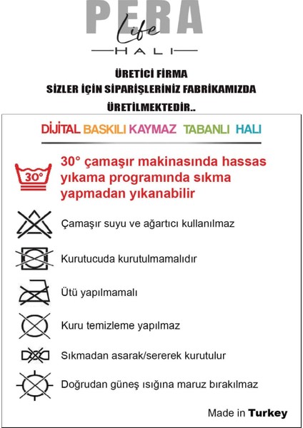 Pera Life Halı Yıkanabilir Kaymaz Gri Çerçeve Desenli  Salon Halısı Mutfak Halısı ve Yolluk 4668