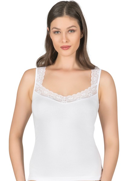 0181 3'lü Paket Kadın Pamuklu Dantel Yakalı Atlet fiyatları