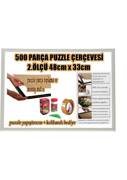 Puzzle Çerçevesi 48 x 33 cm Renk beyaz Çerçeve Genişliği 23 mm