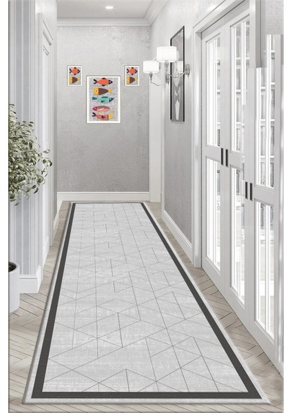 Yıkanabilir Kaymaz Geometrik Çizgili Desenli Salon Halısı Mutfak Halısı ve Yolluk 4708