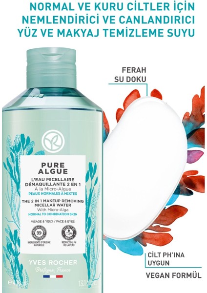 Yves Rocher Normal ve Kuru Ciltler Için Pure Algue Prebiyotik Miseler SU-400 ml