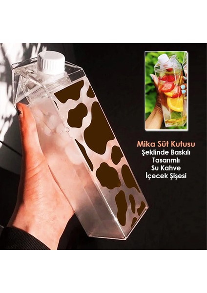 Milk Baskılı Mika Süt Kutu Tasarımlı Su Kahve Içecek Şişesi - Cam Değildir - 500 ml modelleri