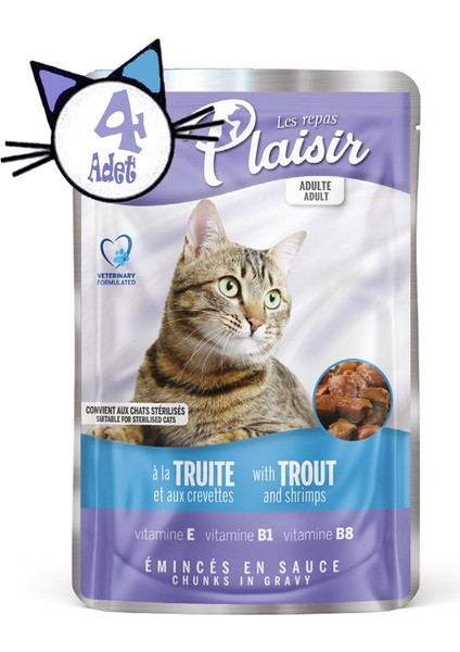 Pouch 100 gr Alabalıklı Karidesli 4 Adet Kedi Maması