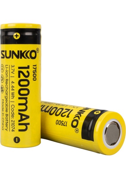 XML Dünyası Sunkko 3.7 Volt 1200 Mah 17500 Şarj Edilebilir Pil (2'li Paket)