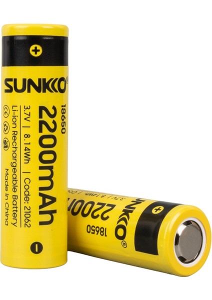 XML Dünyası Sunkko 3.7 Volt 2200 Mah 18650 Şarj Edilebilir Pil (2'li Paket)