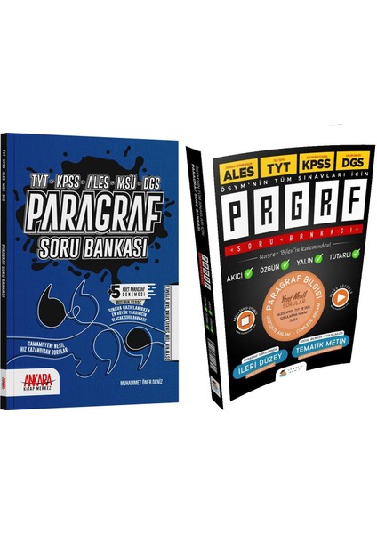 Tüm Sınavlar İçin Paragraf ve Ankara Kitap Merkezi Yayınları Paragraf Soru Bankası Seti 2 Kitap