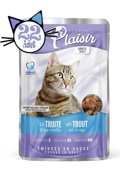 Pouch 100 gr Alabalıklı Karidesli 22 Adet Kedi Maması