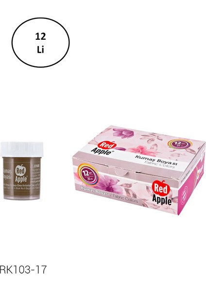 Red apple RK103-17 Red Apple Kumaş Boyası 25 ml Kahve 12'li