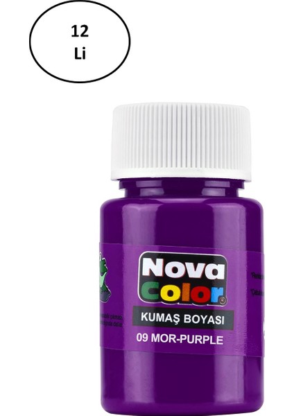 Kumaş Boyası Şişe 30 ml Mor 12 Li