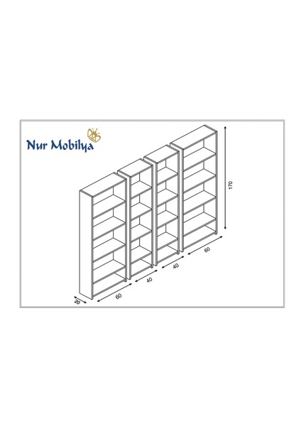 4'lü Kitaplık Seti (Bazalı Model)