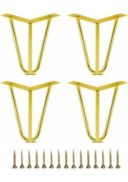 18 cm Mil Model Gold Metal Mobilya, Dolap, Koltuk, Kanepe, Tv Ünitesi Ayakları (4 Adet)