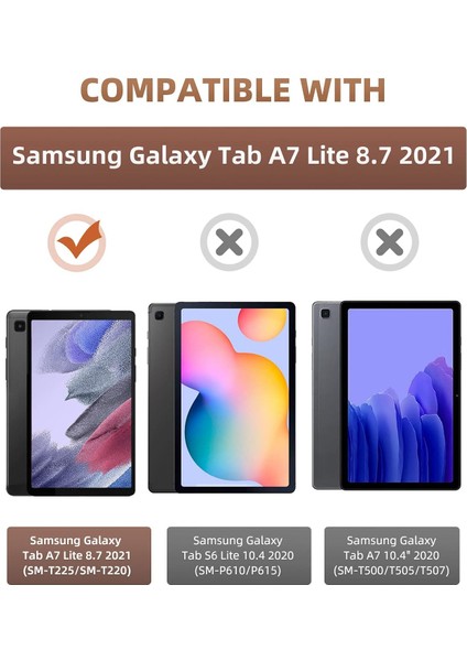 Samsung Galaxy Tab A7 Lite T220 8.7 Inç Kılıf Ultra Koruma Zırh Askılı Silikon Tablet Kılıfı