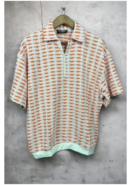Fermuarlı Oversize T-Shirt Turuncu