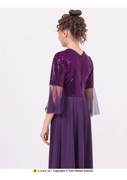 Tüllü Kısakol Pul Detaylı Mezuniyet Kız Çocuk Elbise modelleri