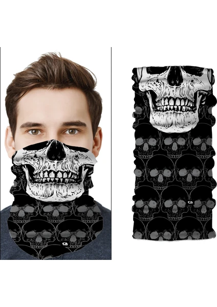 Ghost Desenli Motor Bisiklet Yüz Maskesi Bandana Outdoor Boyunluk Buff Headwear Kadın Erkek