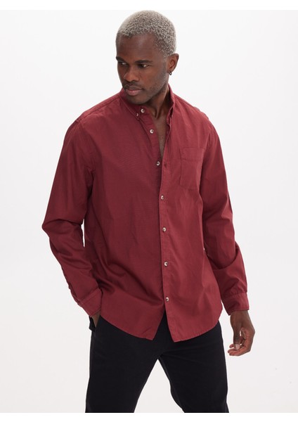 Normal Bordo Düz Erkek Gömlek TC3006