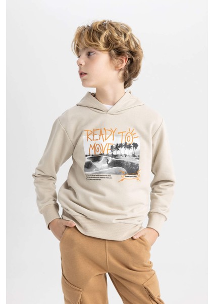 Erkek Çocuk Baskılı Kapüşonlu Sweatshirt B7105A824SP