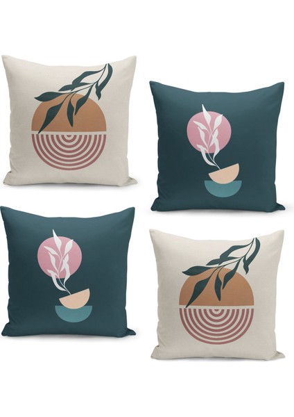 4'lü Kırlent Kılıf Seti Çift Taraflı Dijital Baskılı