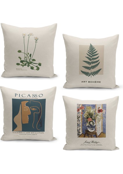 4'lü Kırlent Kılıf Seti Çift Taraflı Dijital Baskılı