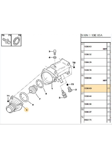 Termostat Kapağı TU5J4 106 Saxo (1336K0)