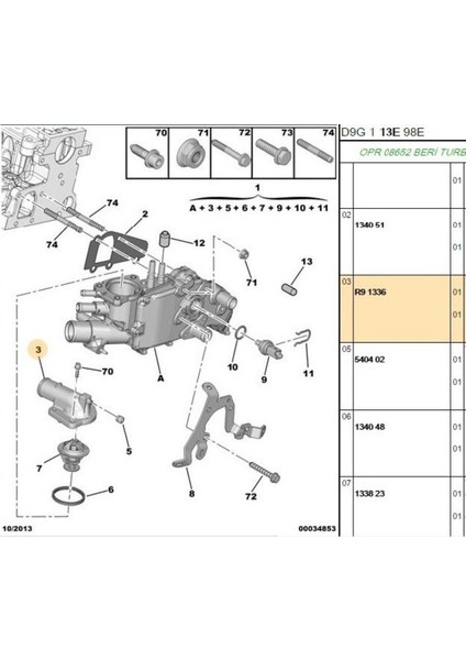 Termostat Kapak 206 306 307 406 Partner C4 C5 Xsara (WT6496-1336R9)