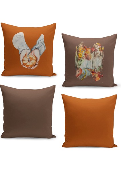 4'lü Kırlent Kılıf Seti Çift Taraflı Dijital Baskılı