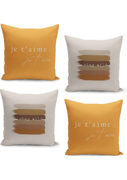 4'lü Kırlent Kılıf Seti Çift Taraflı Dijital Baskılı