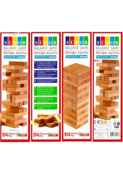 Ahşap Jenga Denge Oyunu 54 Parça