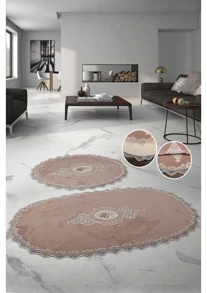 Stella Fransız Güpürlü Pudra 2'li Banyo Paspas Takımı Lüks Çeyizlik 70 x 120 cm 60 x 70 cm fiyatları